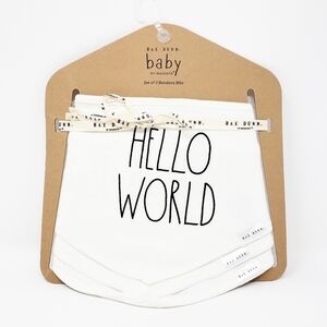 RAE DUNN Hello World bib set bandana style